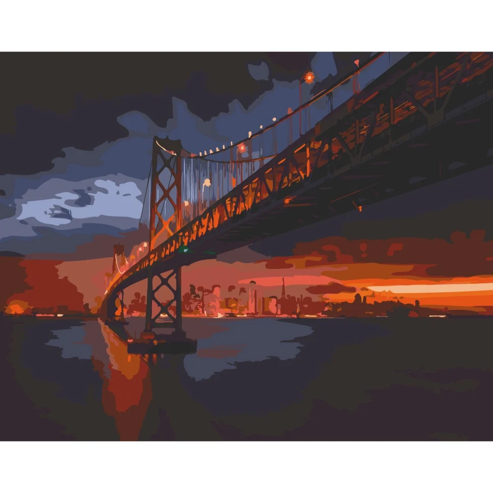 Картина по номерам Golden Gate Bridge 40х50 см Полотно 24 кольори