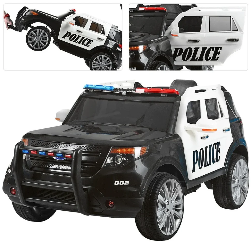 Дитячий електромобіль Джип Bambi M 3259EBLR-1-2 128x64x57 см шкіра чорно-білий
