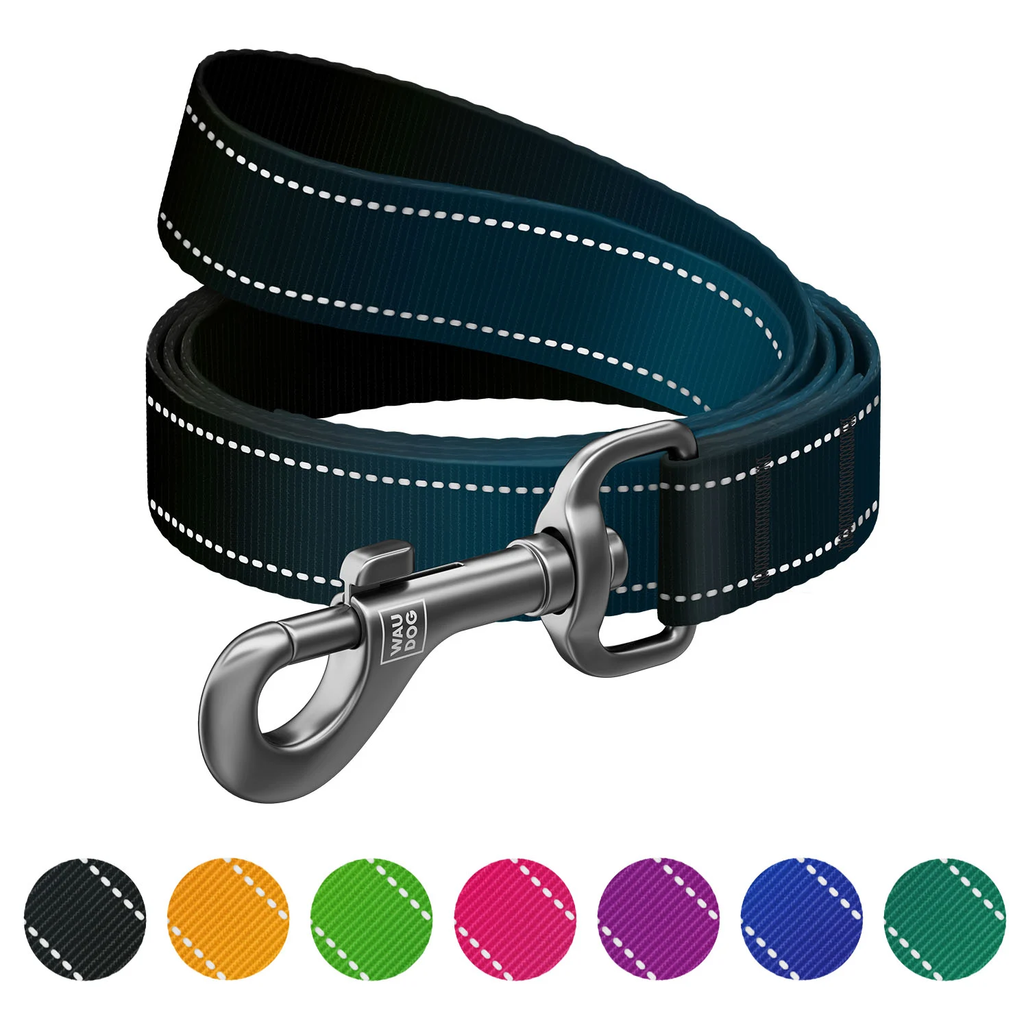 Повідець для собак WAUDOG Nylon Mono світловідбивний 15 мм x 300 см нейлоновий чорний