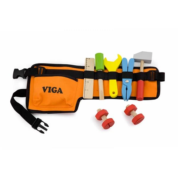 Ігровий набір Viga Toys Пояс з інструментами 8 шт Дерево Різнобарвний