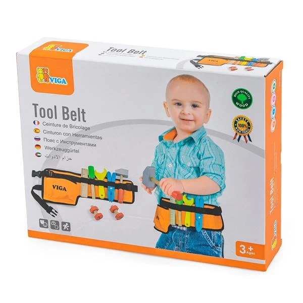 Ігровий набір Viga Toys Пояс з інструментами 8 шт Дерево Різнобарвний