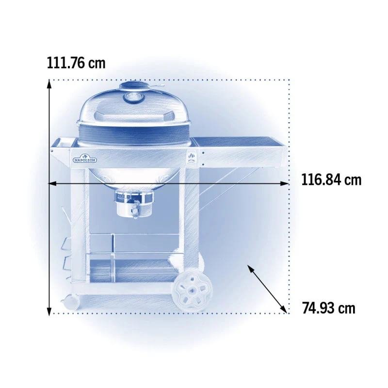 Вугільний гриль Napoleon PRO Kettle Cart PRO22K-CART-3 57 см чавунний 111х84х75 см чорний