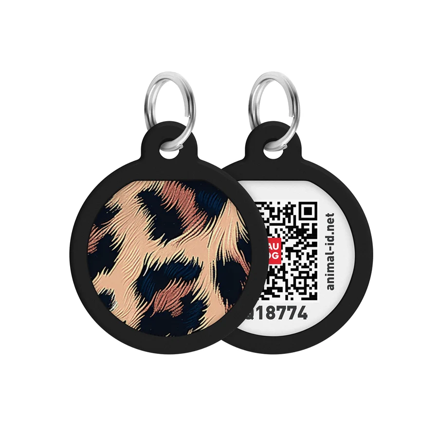Адресник WAUDOG Smart ID з QR паспортом металевий Д 25 мм Леопард