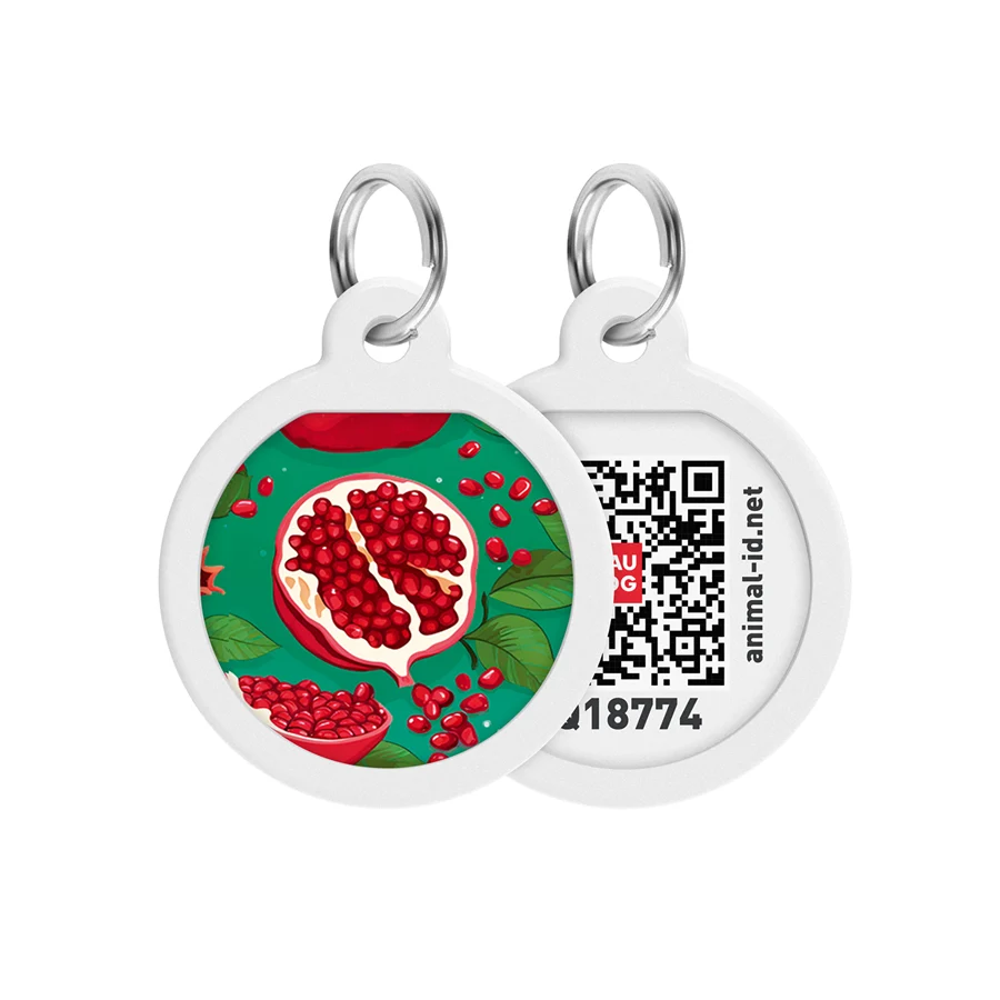 Адресник для собак і котів WAUDOG Smart ID з QR паспортом сталь Д 25 мм гранат