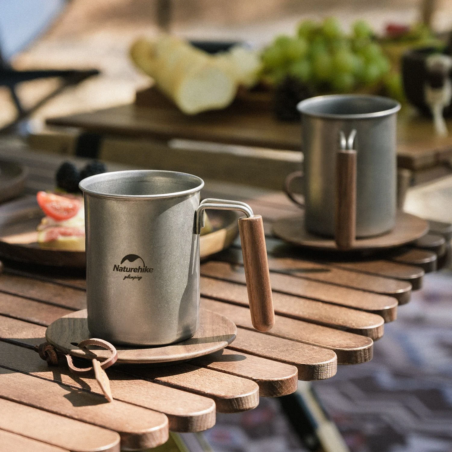 Кухоль Naturehike NH21SJ001 350 мл нержавіюча сталь натуральна горіхова деревина 7,7х9,6 см металевий