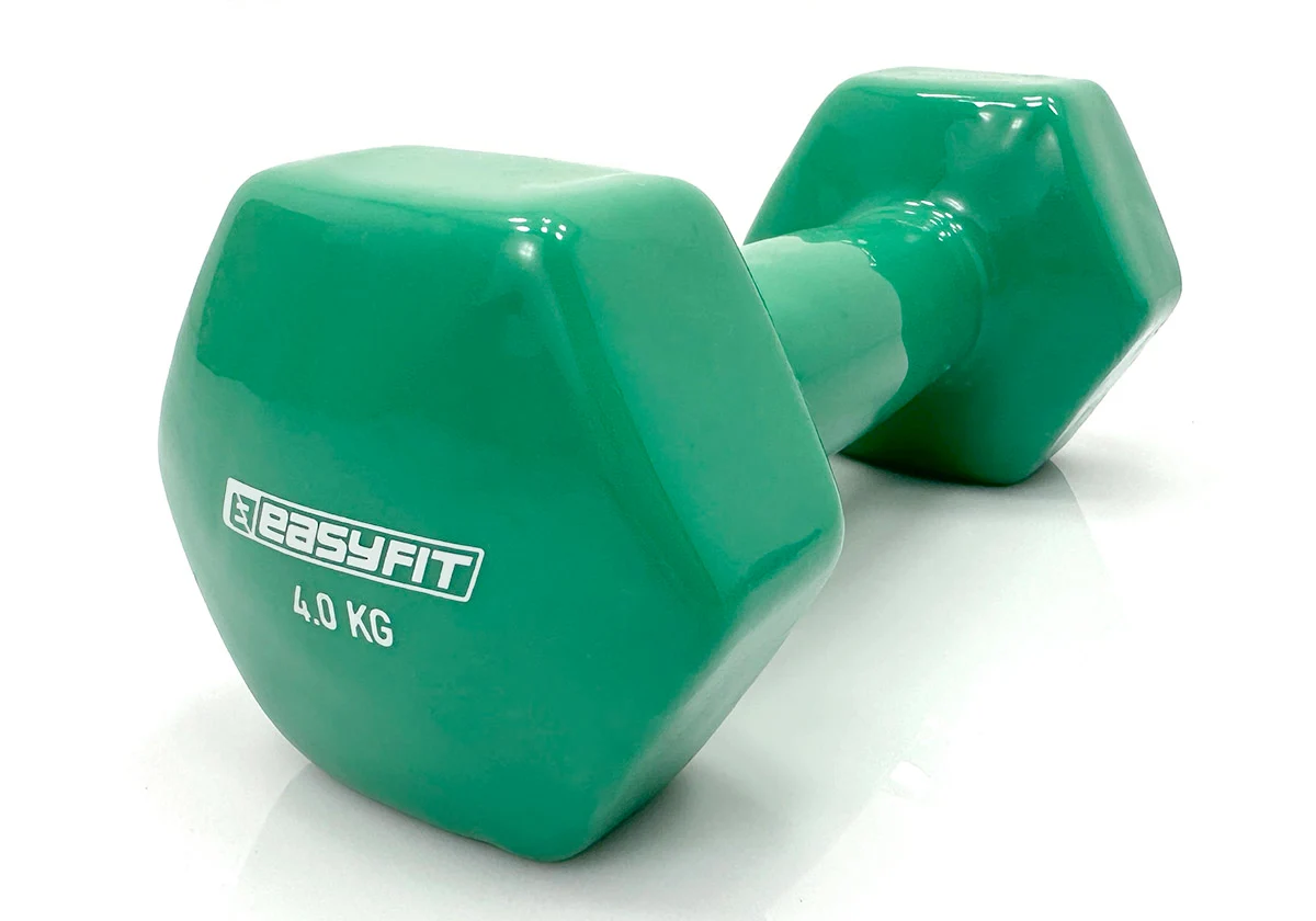 Гантель 4 кг вінілова EasyFit зелена литі сталь ергономічна форма
