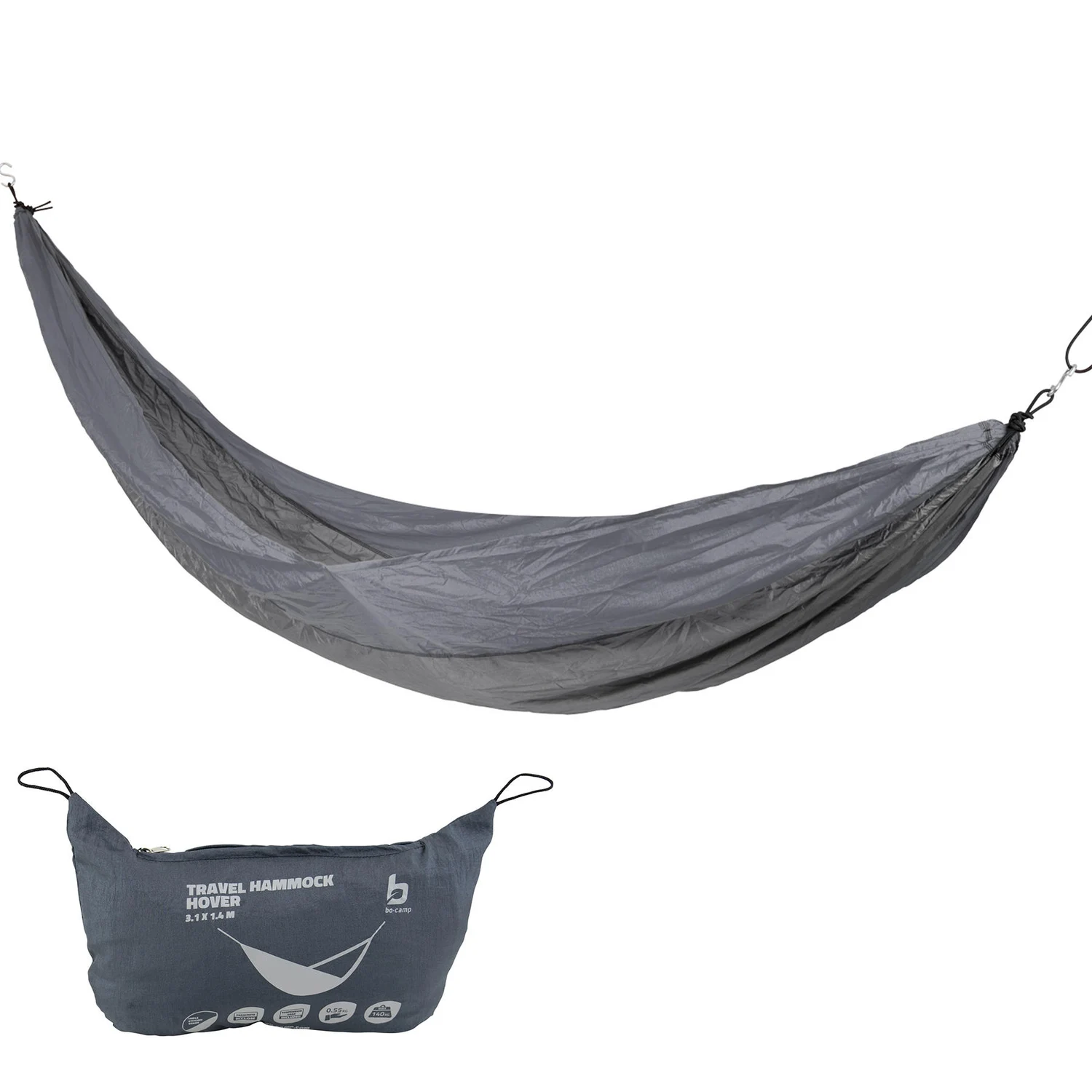 Гамак туристичний Bo-Camp Hover Grey 310х140 см нейлон 140 кг