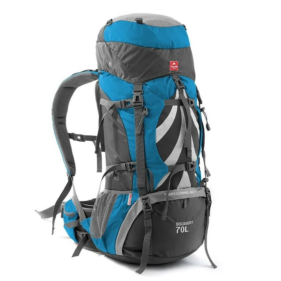 Рюкзак туристический Naturehike NH70B070-B 70 л полиэстер 33х27х75 см голубой