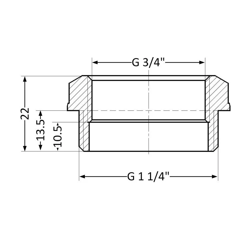 Футорка редукційна 1 1/4"x3/4" латунь для водопроводу
