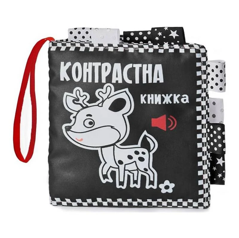 Контрастна книга-шуршалка Олень для малюків 0-3 роки текстиль різнобарвна