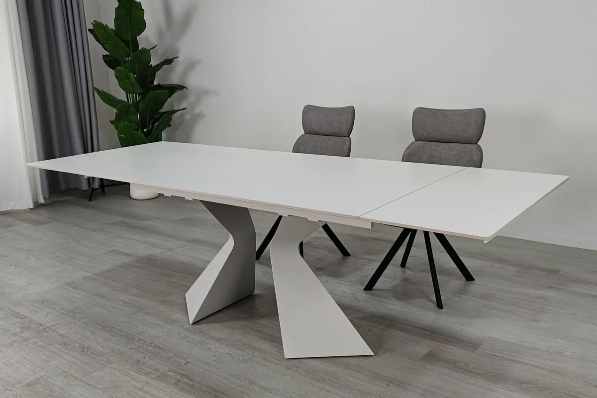 Стіл розкладний LAURA CERAMIC 160(240)x90 см кераміка білий матовий