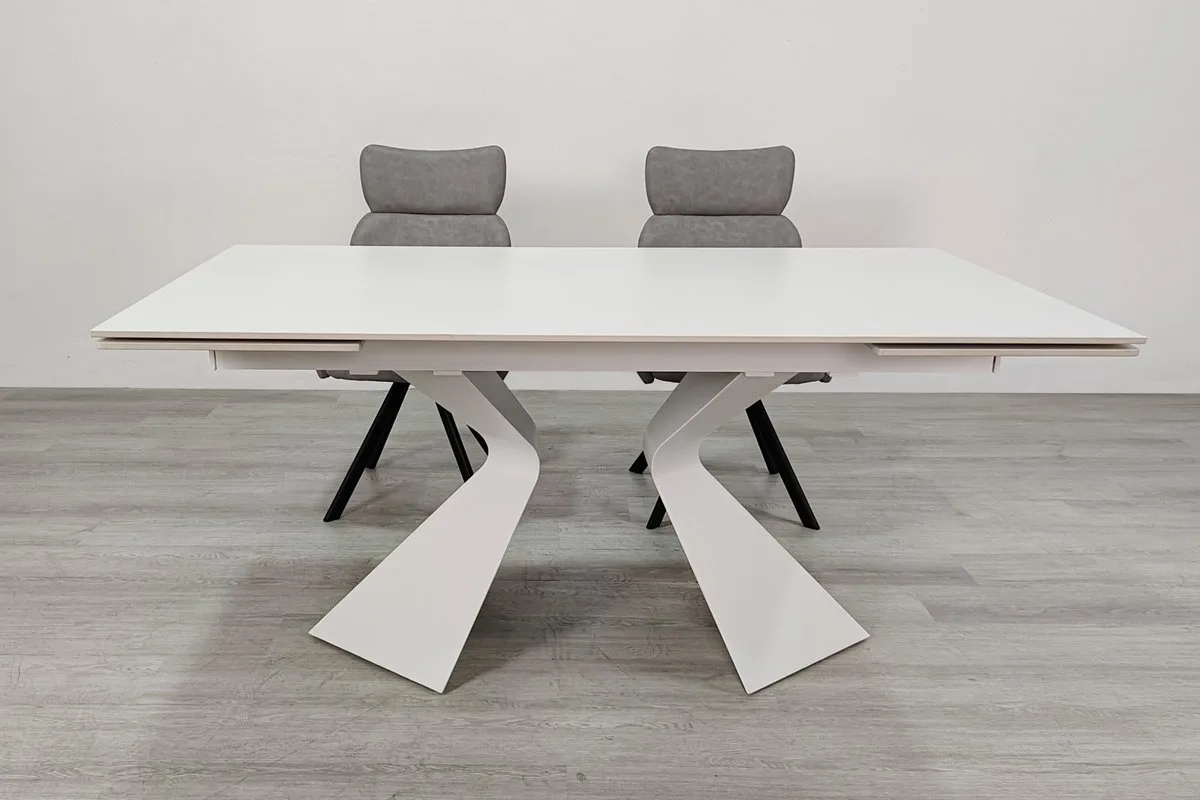 Стіл розкладний LAURA CERAMIC 160(240)x90 см кераміка білий матовий