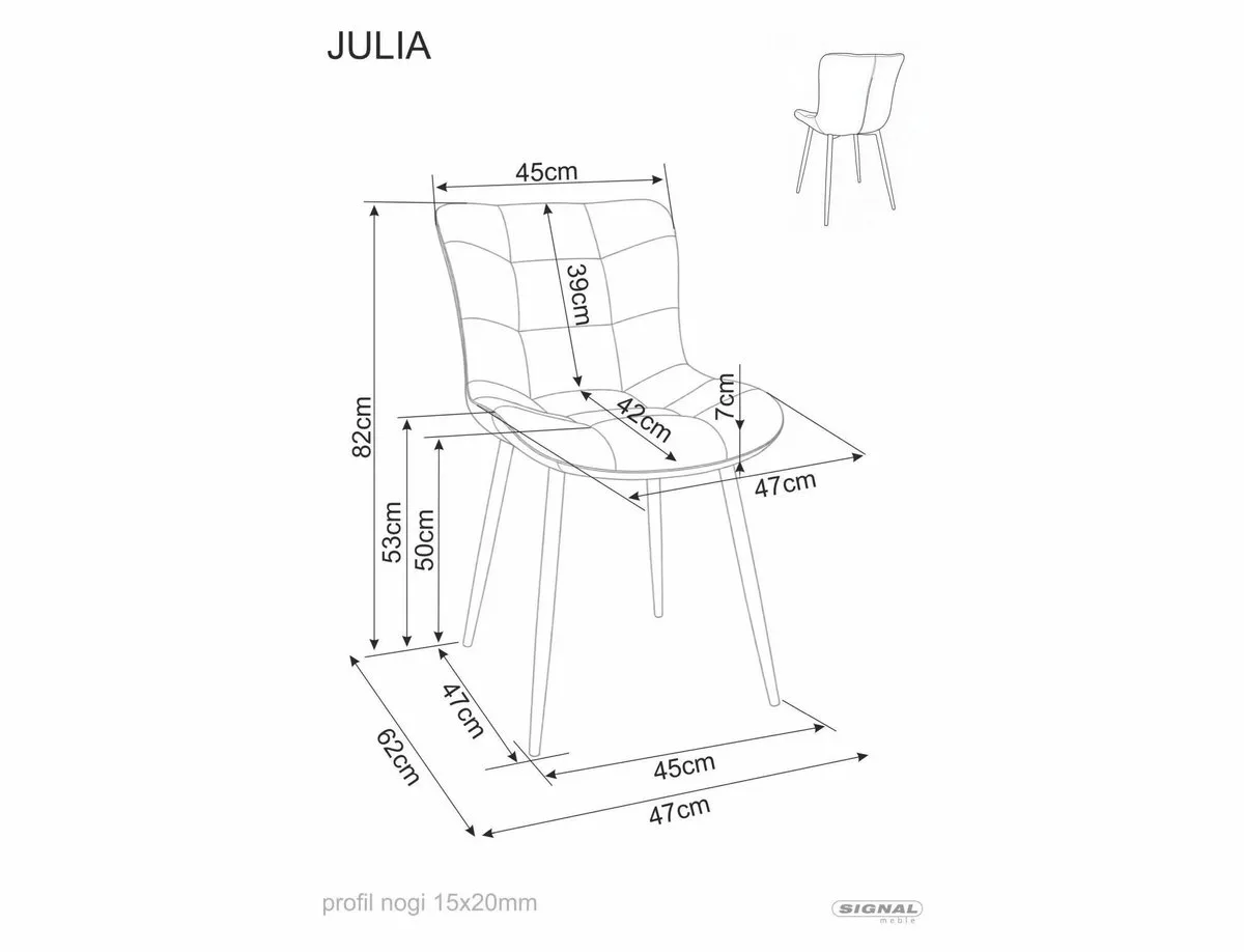 Стілець JULIA BREGO чорний каркас сірий 07 тканина Brego 15x20 мм