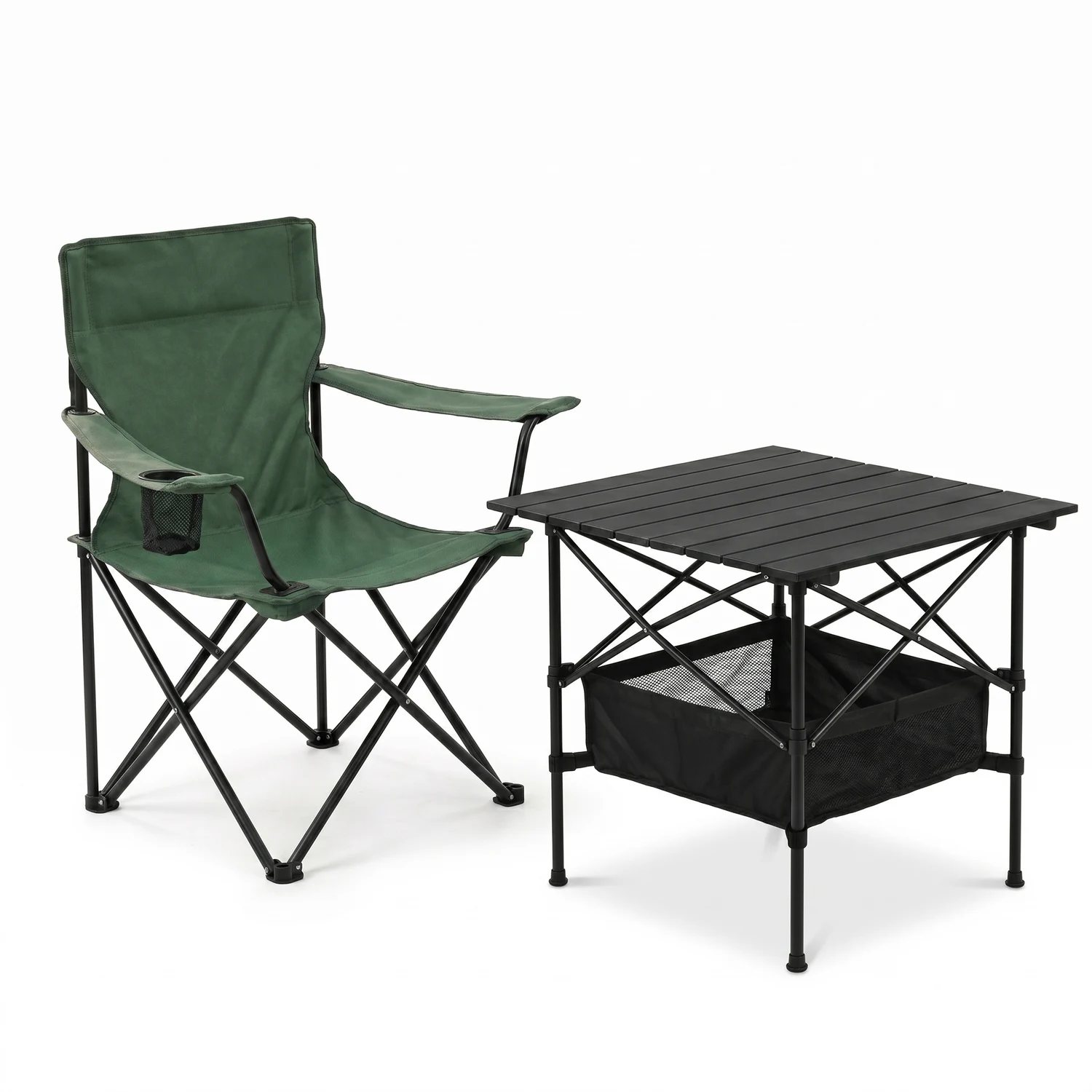 Комплект туристичний стіл LEOBRO 52x52x50 см алюміній зелений, крісло Lite Green