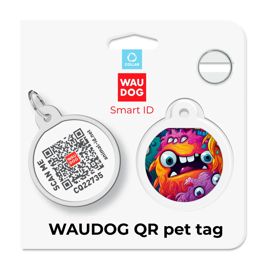 Адресник для собак і котів WAUDOG Smart ID з QR паспортом сталь Д 25 мм металевий