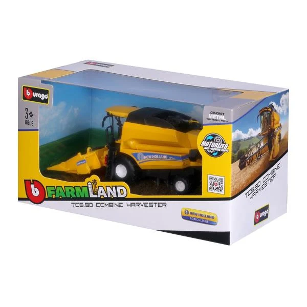 Зернозбиральний комбайн New Holland TC5.90 з кукурузною жаткою 1:32 метал-пластик жовтий 18 см