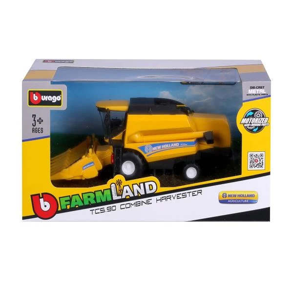 Зернозбиральний комбайн New Holland TC5.90 з кукурузною жаткою 1:32 метал-пластик жовтий 18 см