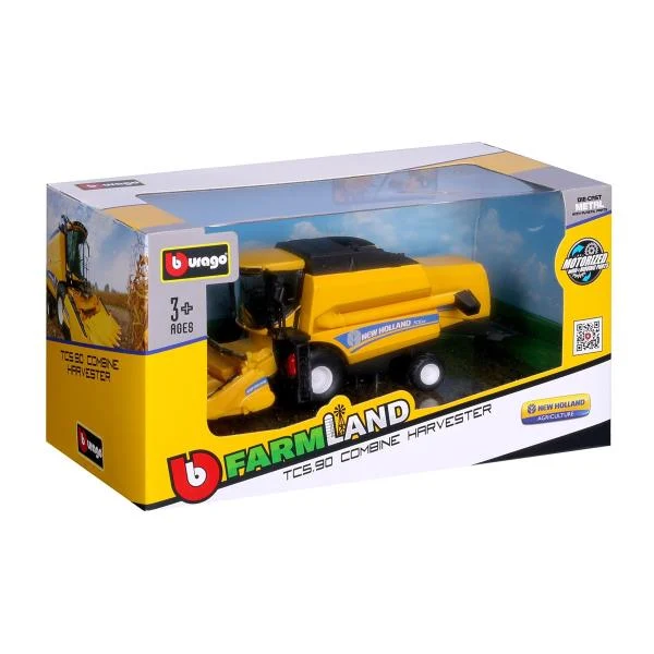 Зернозбиральний комбайн New Holland TC5.90 з кукурузною жаткою 1:32 метал-пластик жовтий 18 см