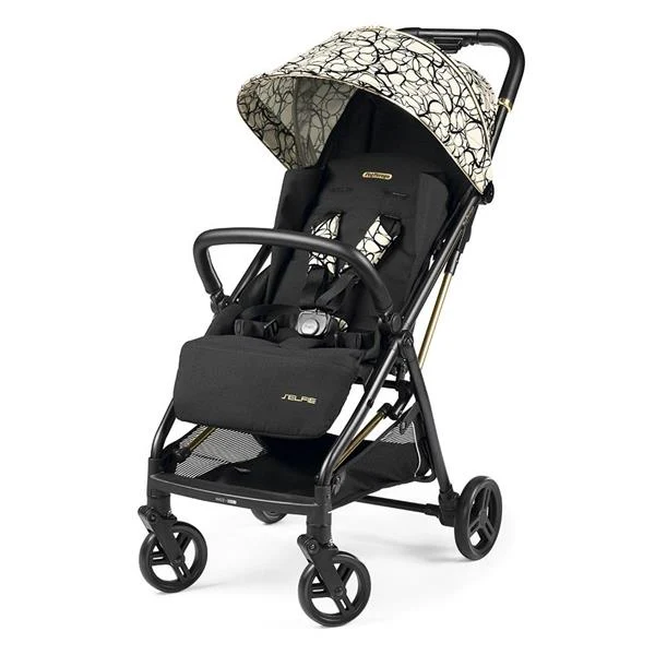 Прогулянкова коляска Peg-Perego Selfie багатопозиційна 9,5 кг екошкіра графічне золото