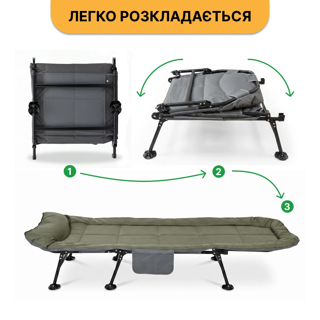 Розкладне ліжко FB-S17 сталь антикорозійна 120-150 кг чорне/сіре