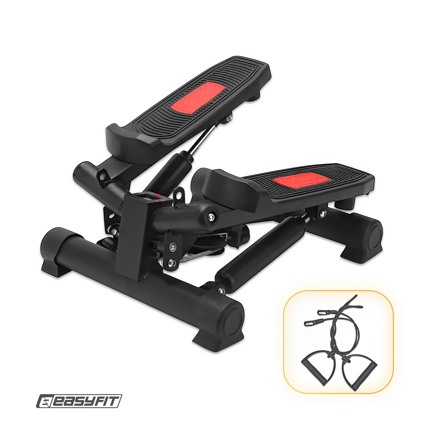 Поворотний степпер EasyFit Pace-В з еспандерами гідравлічний 40х38х20 см сірий