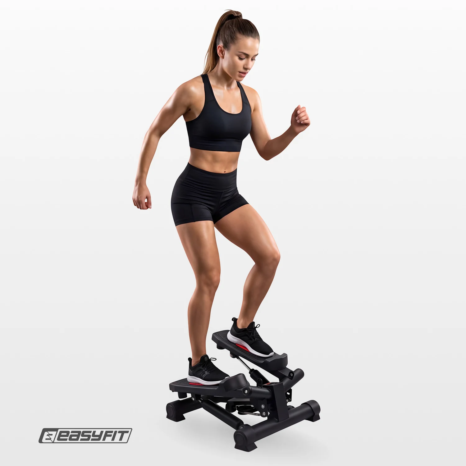 Поворотний степпер EasyFit Pace-В з еспандерами гідравлічний 40х38х20 см сірий