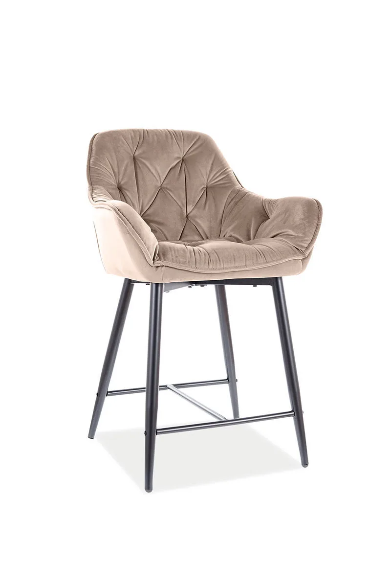 Барний стілець CHERRY H-2 VELVET 88х56х40 см оксамит бежевий чорний каркас