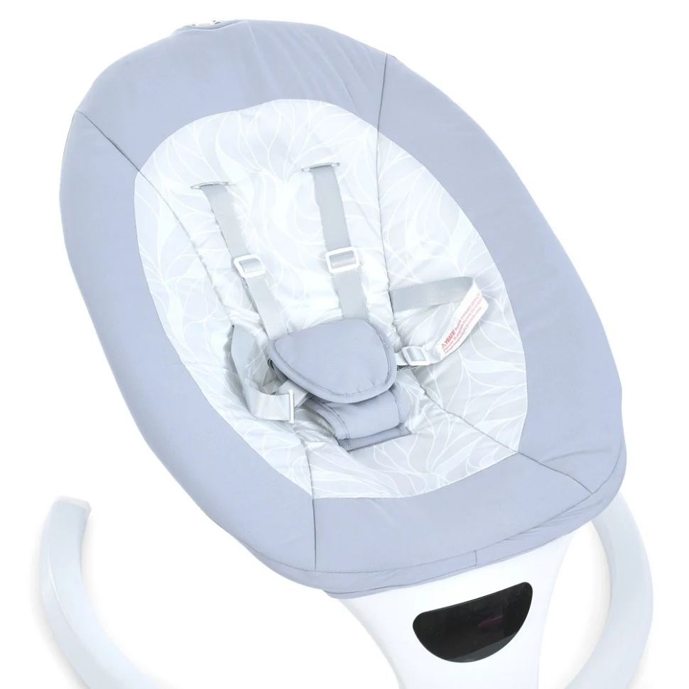 Шезлонг-гойдалка SOUL ME 1175 5 швидкостей 12 мелодій Light Gray 75х64х44 см метал пластик тканина