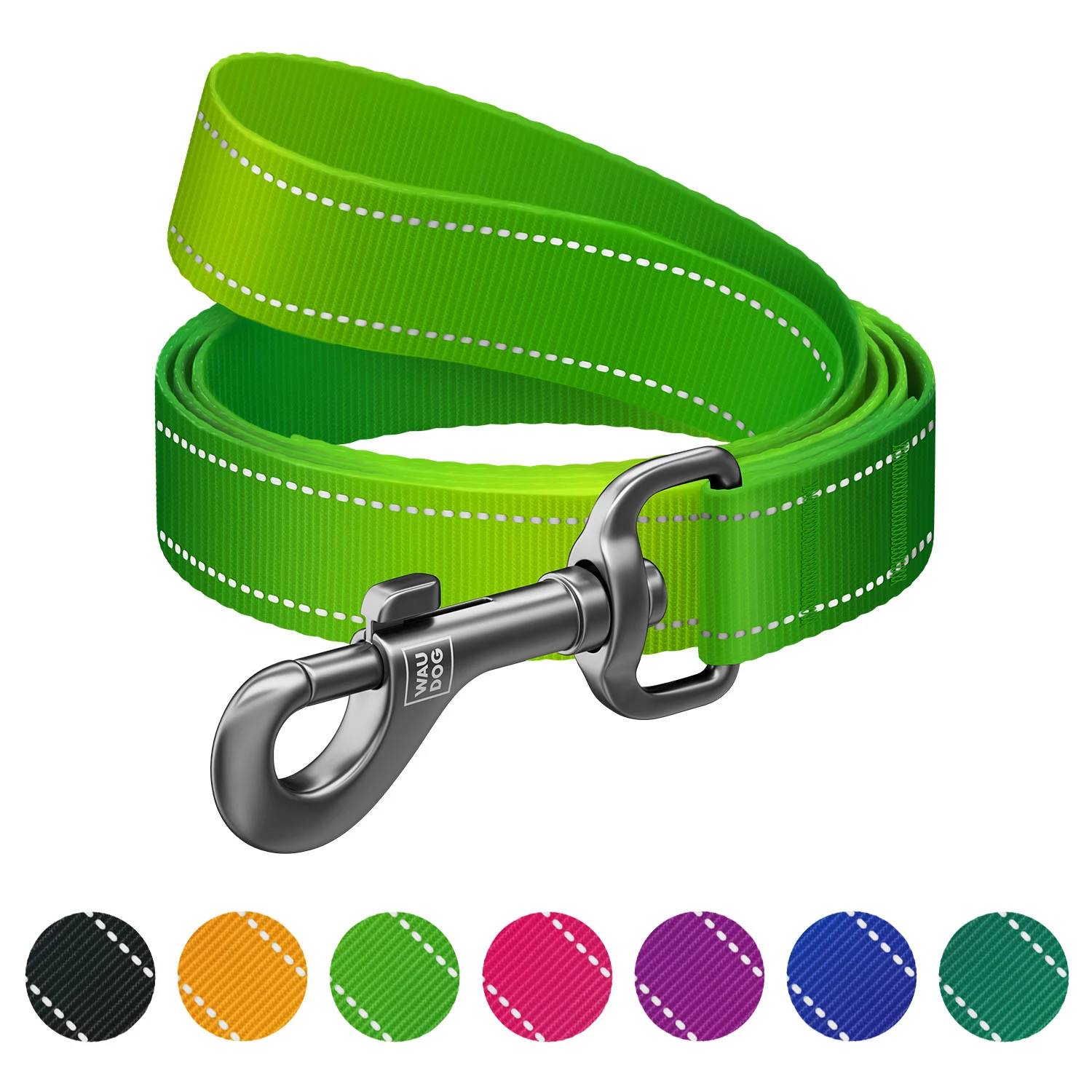 Повідець WAUDOG Nylon Mono світловідбивний 20 мм x 300 см нейлоновий салатовий