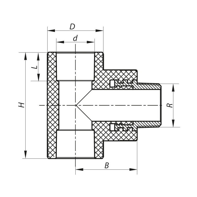 Трійник 20x1/2" Внутрішня-Зовнішня різьба ППР Koer K0108.PRO