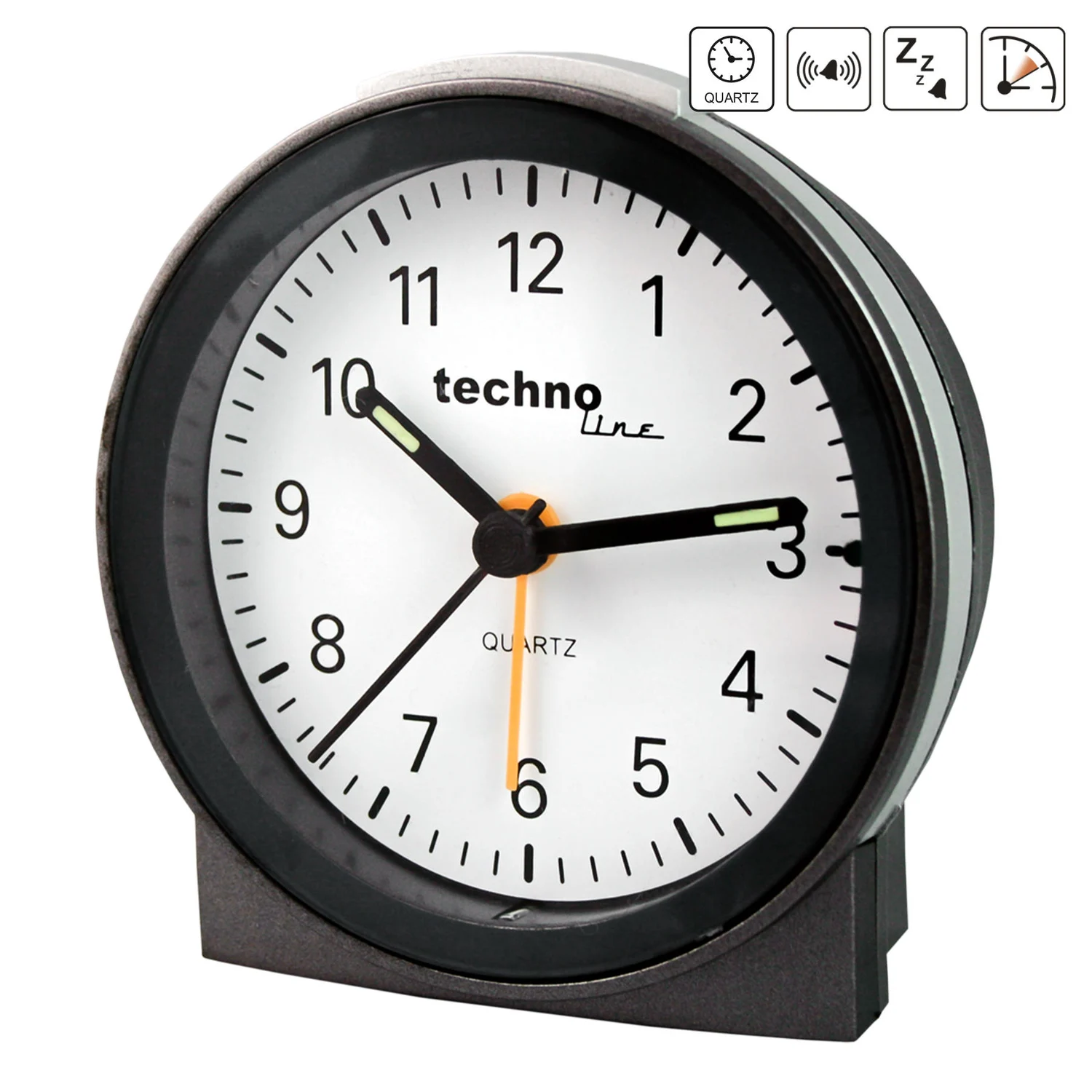 Настільні годинники Technoline Модель G кварцові безшумні 87х85х30 мм пластик чорний