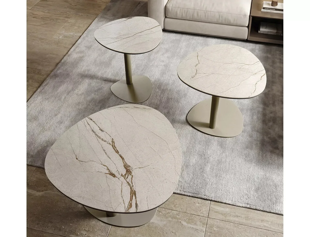 Журнальний стіл CIAO A CERAMIC квадратний 74x74x38 см загартоване скло + іспанська кераміка бежевий