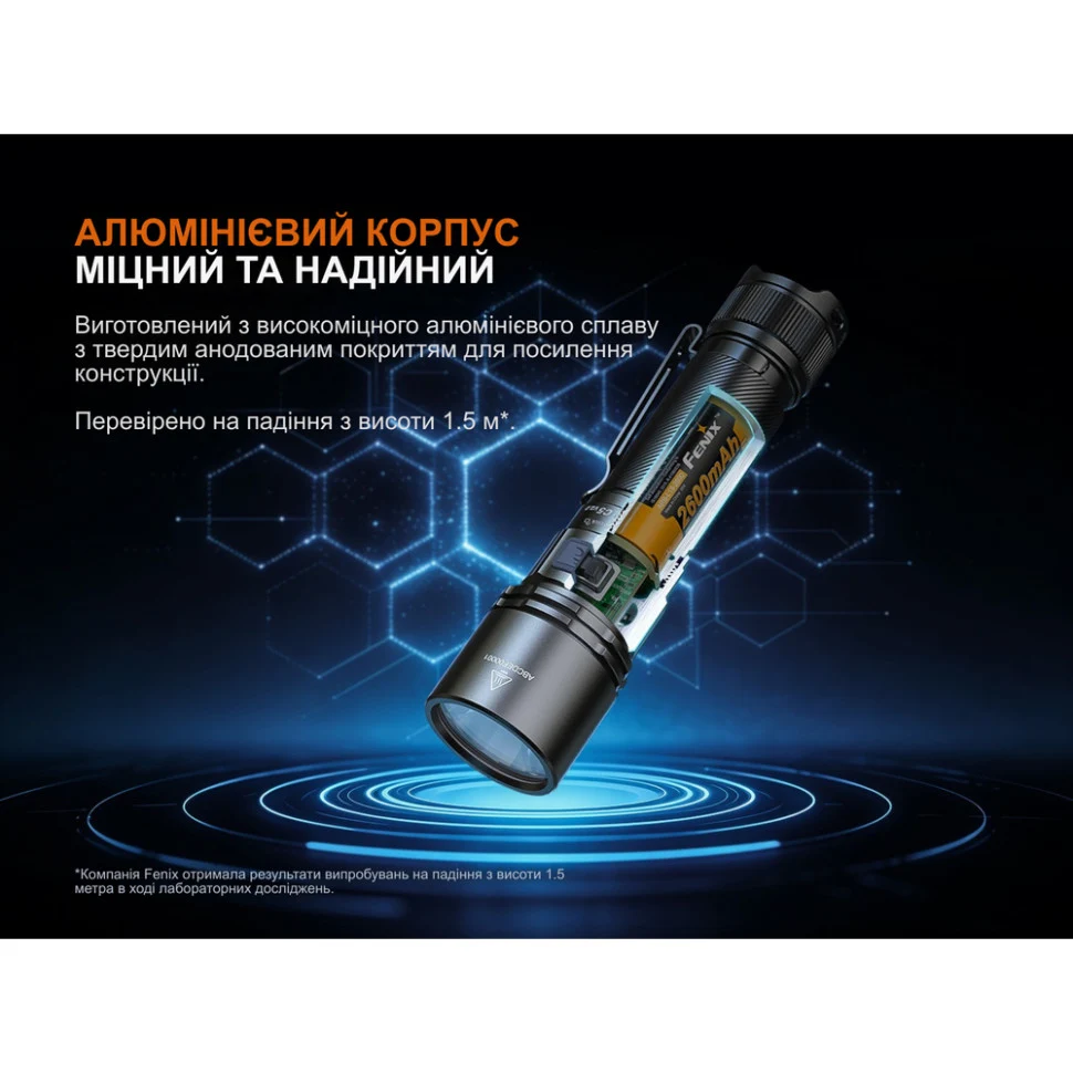 Ліхтар ручний Fenix C5 V2.0 1800 лм авіаційний алюміній 135х34х25,5 мм чорний