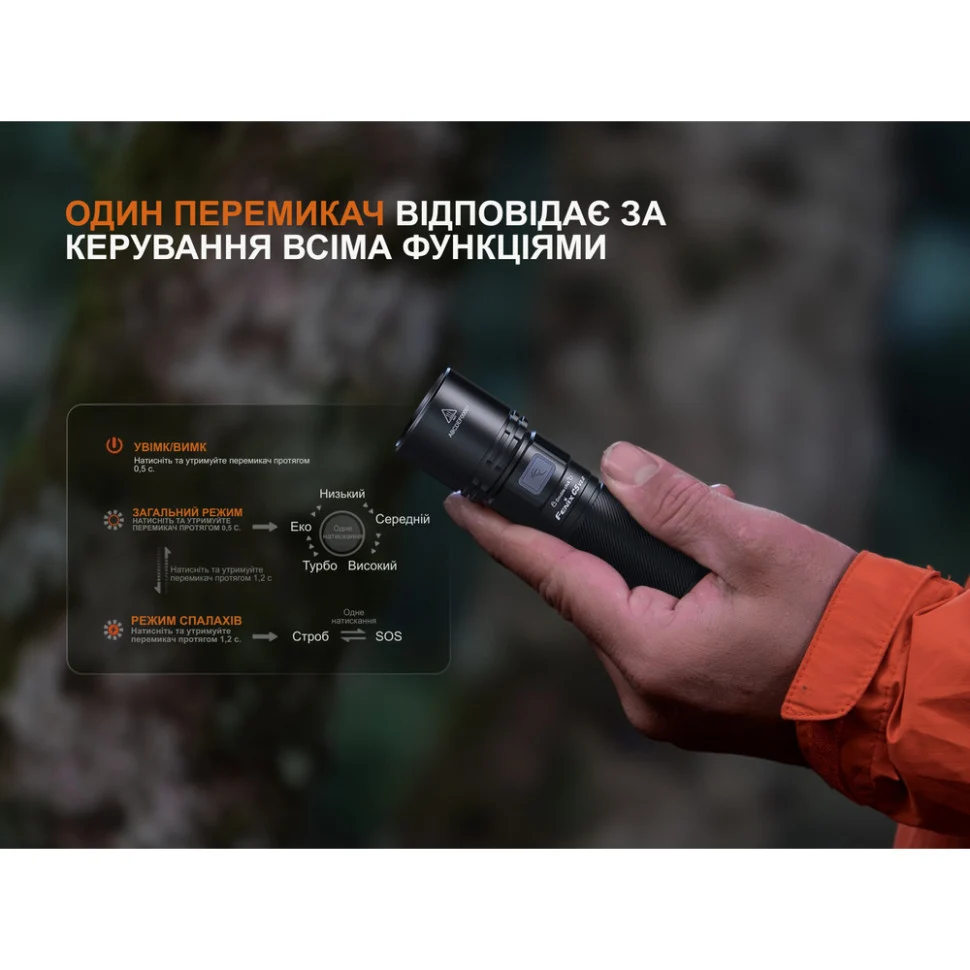 Ліхтар ручний Fenix C5 V2.0 1800 лм авіаційний алюміній 135х34х25,5 мм чорний