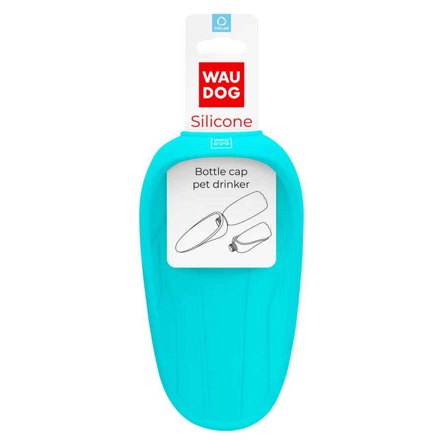 Поїлка-насадка на пляшку WAUDOG Silicone 165х90 мм силіконова блакитна