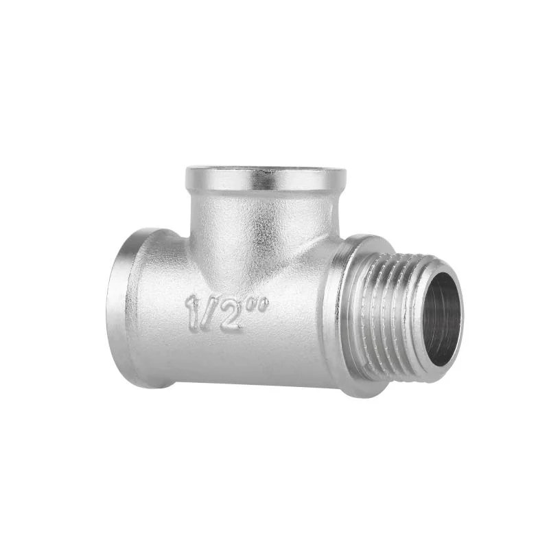 Трійник латунний 1/2" ВВЗ Thermo Alliance Forte нікельований для водопроводу 90°