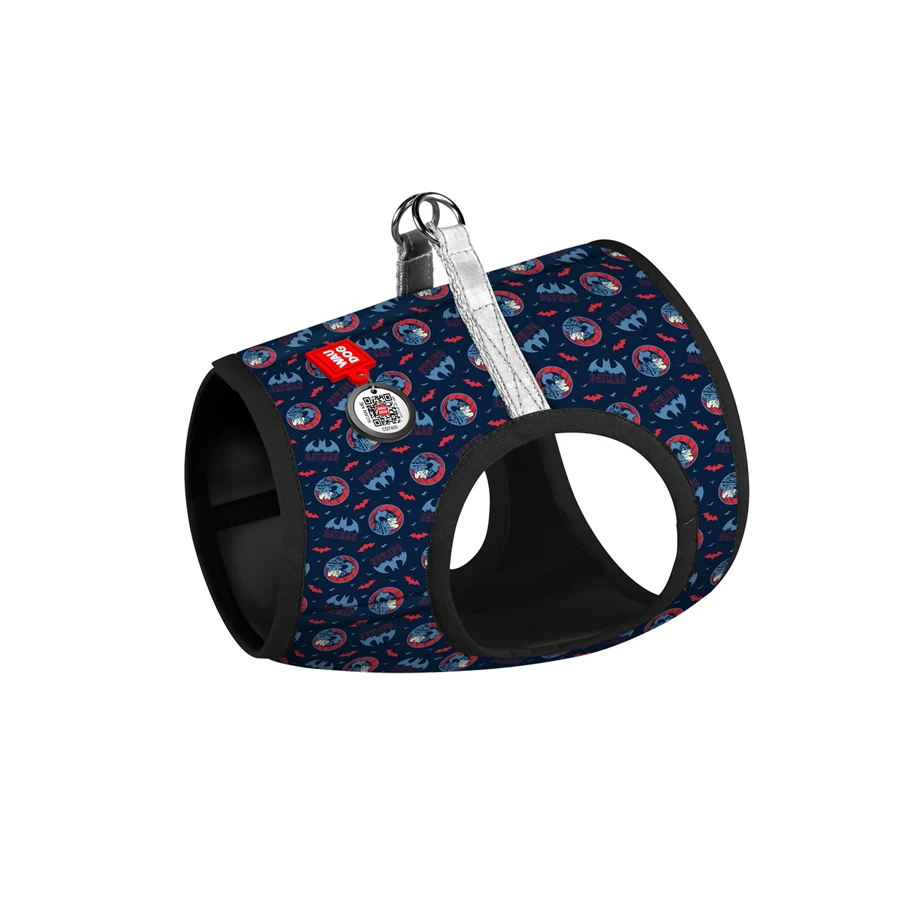 Шлея WAUDOG Clothes для собак з QR паспортом Бетмен червоно-блакитна текстиль XS4 36-39 см 26-28 см