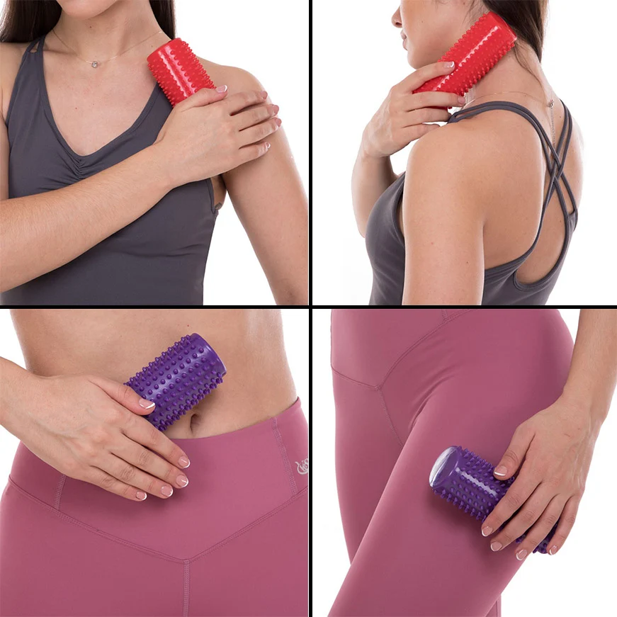 Масажний циліндр EasyFit Spindle шипований ПВХ 15х5 см жовтий надувний