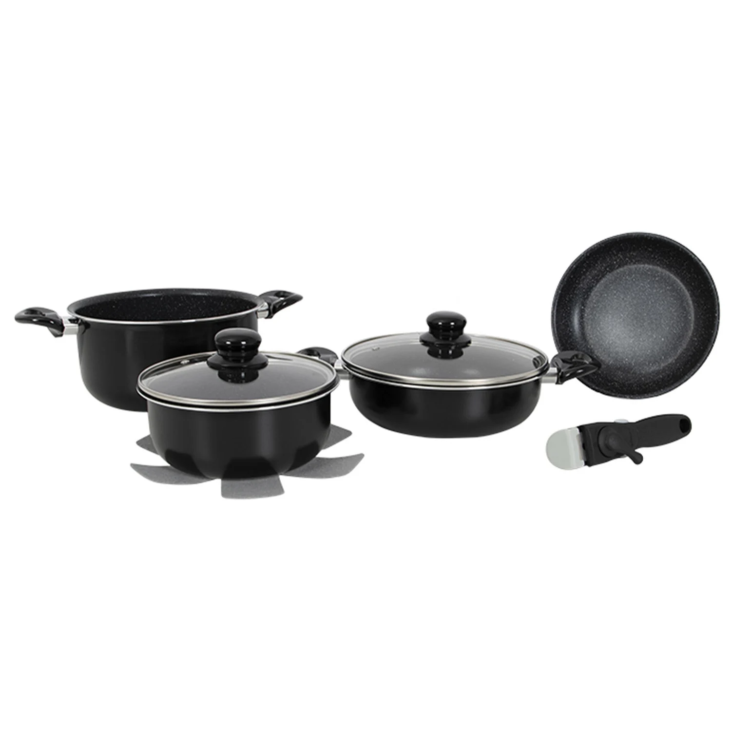Набір посуду 7 предметів Gimex Cookware Set induction алюміній чорний 24 см