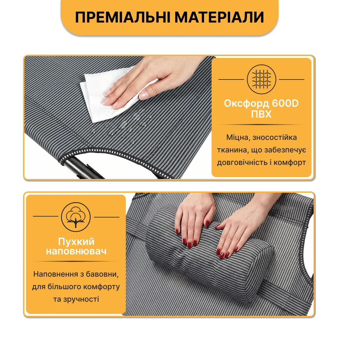 Розкладне ліжко LEOBRO 150 кг стальний каркас 193х68х30 см темно-сірий