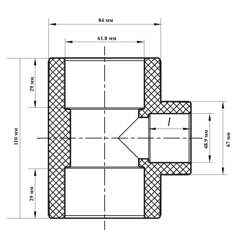 Трійник редукційний 63x50x63 PPR Поліпропілен