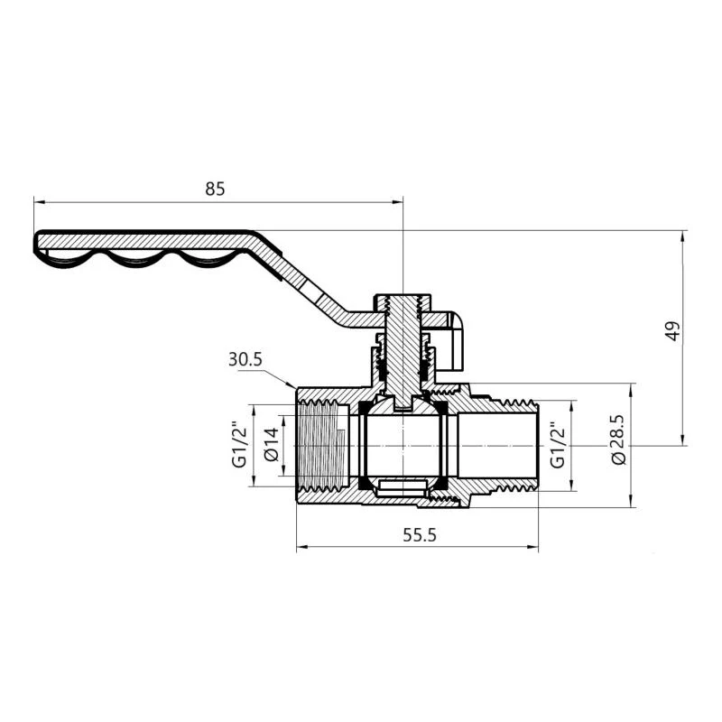 Кран кульовий 1/2" ВЗ для газу латунь SD605G15 золотий