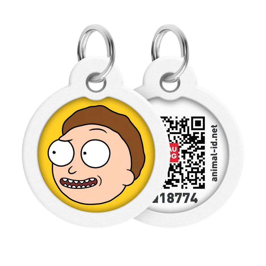 Адресник металевий WAUDOG Smart ID з QR паспортом Рік та Морті 2 Д 30 мм