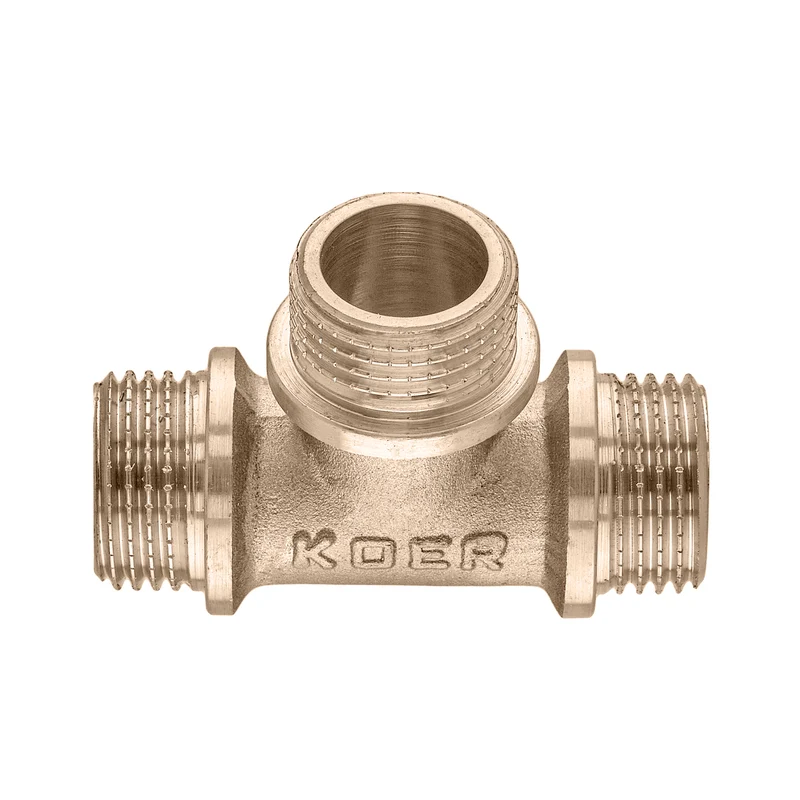 Трійник Koer KF.T06M.WN 1/2'' MMM без нікелю для водопроводу