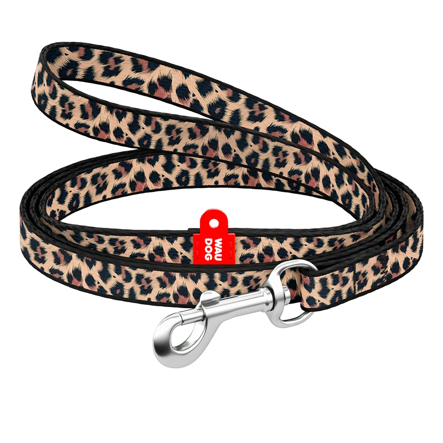 Повідець WAUDOG Nylon леопардовий 10 мм x 122 см нейлоновий для котів та дрібних собак