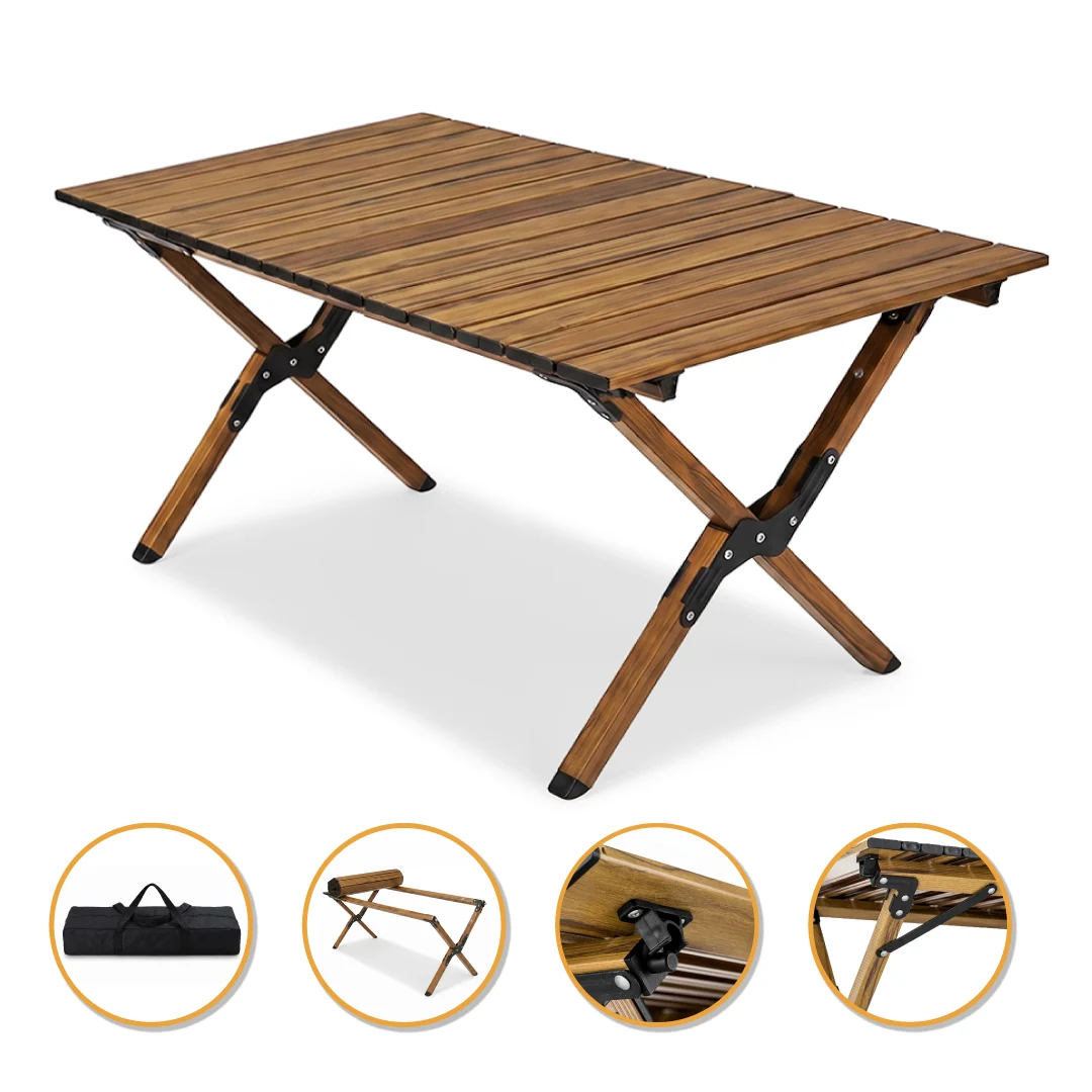 Складной туристический стол Camp Wood L 88x59x41 см Дерево Сталь 7,2 кг