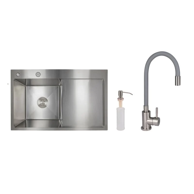 Мийка інтегрована Lidz H7849R 3,0 мм Brushed Steel 1 чаша + Змішувач Aria Grey