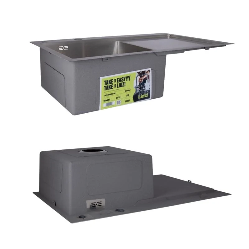 Мийка інтегрована Lidz H7849R 3,0 мм Brushed Steel 1 чаша + Змішувач Aria Grey