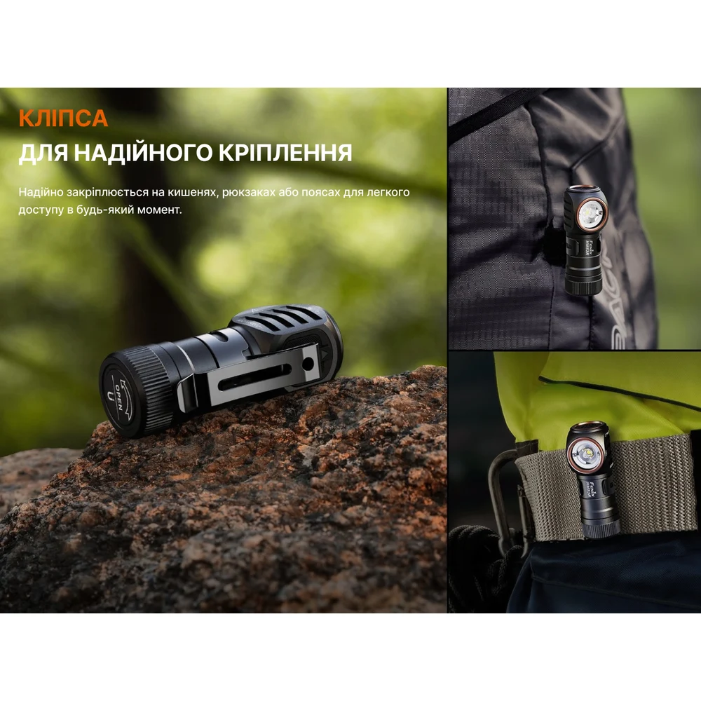 Налобний ліхтар Fenix HM53R 1200 лм авіаційний алюміній 71x37x36 мм чорний