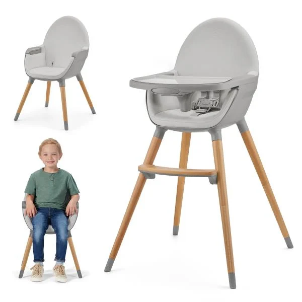 Стільчик для годування 2 в 1 Kinderkraft Fini 2 сірий пластик штучна шкіра 54х67,5х90 см